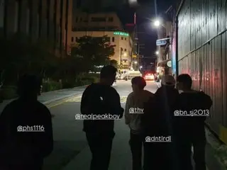 与防弹少年团 V、朴叙俊、朴炯植、崔宇植、Peakboy 的夜间聚会...连他们的影子都散发着强大的存在感